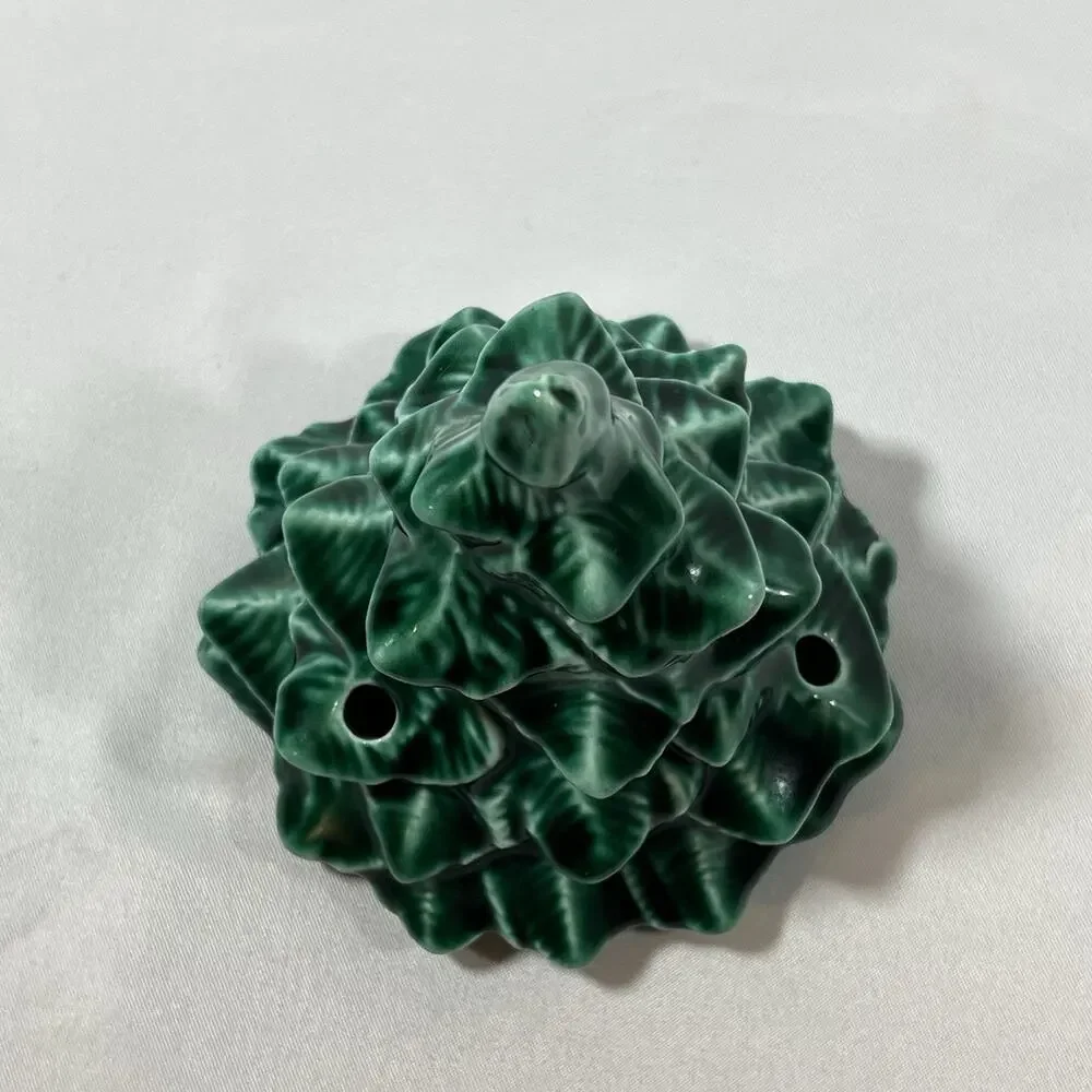 Vintage Mini Small Ceramic Tree Top Green Light Bulb Holes 4” Butterfly